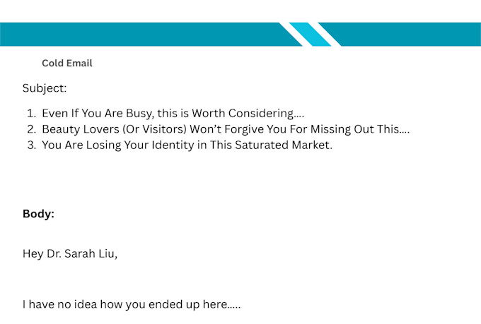 write b2b e commerce personalised cold email copy